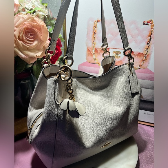 Coach Hallie Handbag White Leather Shoulder Bag NWOT - Picture 12 of 14